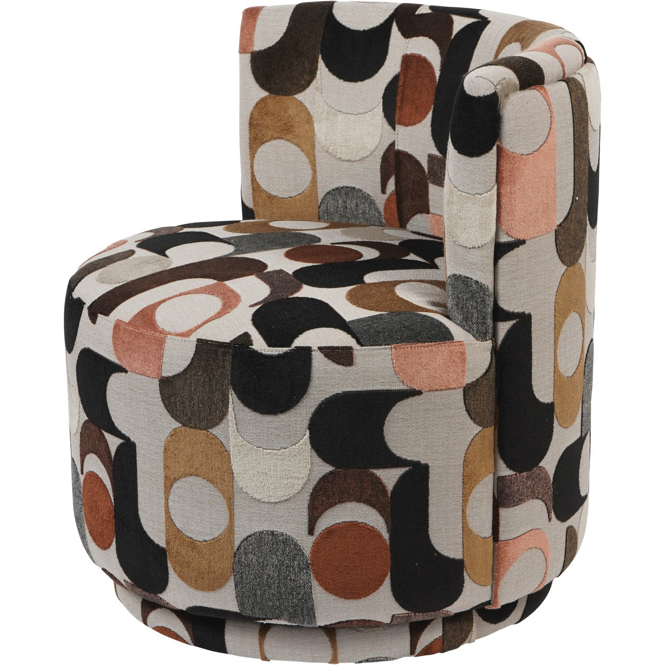 Portico Belgian Geometric Multi Colour Velvet Swivel Chair